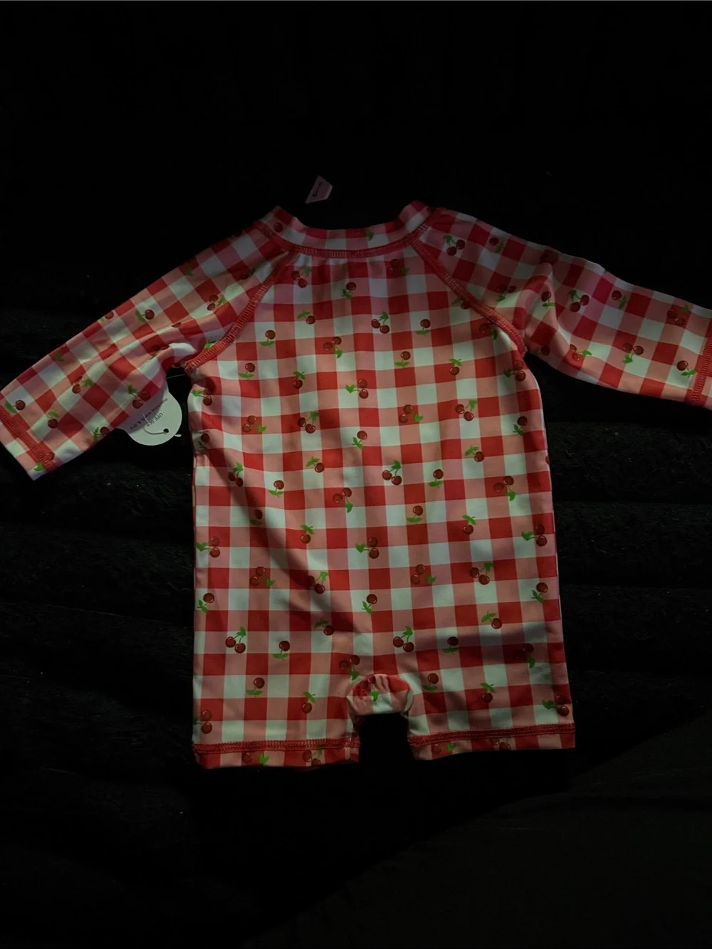 wonder nation Red and White Gingham Cherry Zip One-Piece Swimsuit